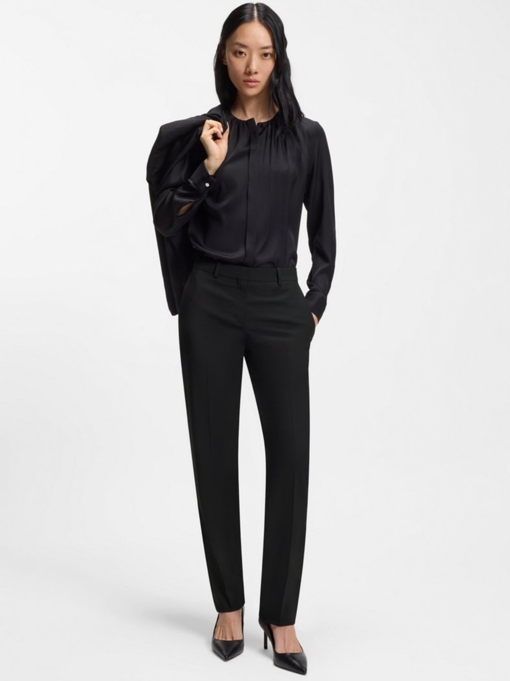 BOSS Hugo Boss - Women's Tailored Black Virgin Wool Dress Pants, Size 31.
